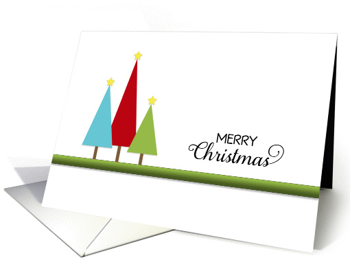 Merry Christmas Greeting Card-Three Christmas Trees card (501999)