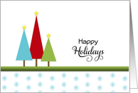 Christmas Happy Holidays Greeting Card-Three Trees-Snow Flakes card