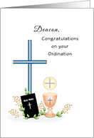 Deacon Ordination Greeting Card-Cross-Chalice-Bible-Book-Wafer card