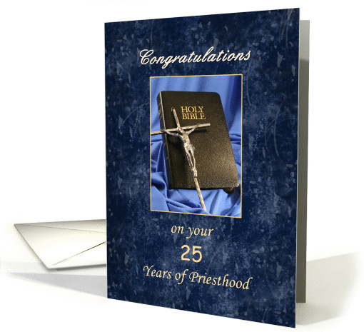Priesthood 25 Year Anniversary Greeting Card-Silver Jubilee-Bible card