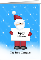 Business Christmas Greeting Card with Santa Holding Sign-Customizable card