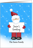 Season’s Greetings Santa Holding Sign Greeting Card-Customizable Text card