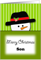 For Son Christmas Greeting Card-Snowman-Merry Christmas card