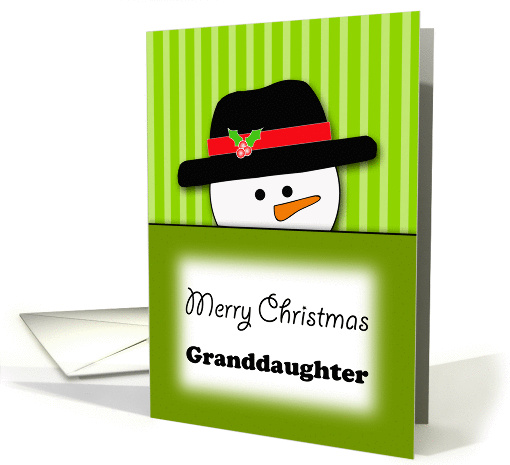 For Granddaughter Christmas Greeting Card-Snowman-Merry Christmas card