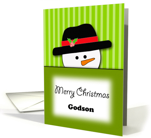 For Godson-Godchild Christmas Greeting Card-Snowman-Merry... (522252)