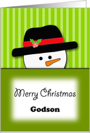 For Godson-Godchild Christmas Greeting Card-Snowman-Merry Christmas card