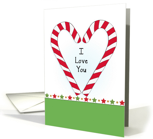 I Love You Christmas Greeting Card-Candy Cane Heart Design card
