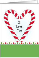 I Love You Christmas Greeting Card-Candy Cane Heart Design card