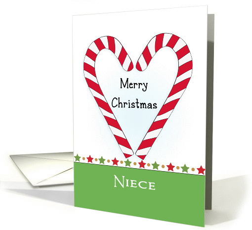 For Niece Christmas Greeting Card-Candy Cane Heart Shaped card