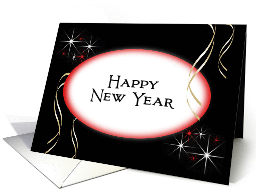 Business New Year Card-Red Oval-Happy New Year card (523729)