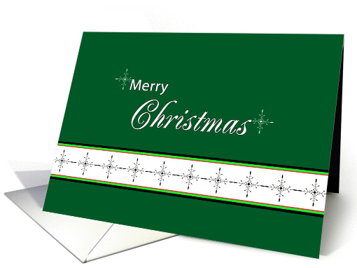 Business Christmas Card with Green Background-Snowflake Border card