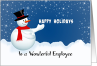 Christmas Greeting Card for Employee with Snowman and Winter Scene card