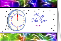 New Year Greeting Card Clock-Stars Customizable Text card