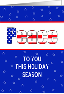 Peace Christmas Greeting Card From Business-Patriotic-Red-White-Blue card