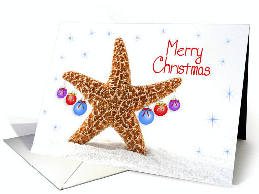 Starfish Christmas Greeting Card with Ornamen-Beach-Merry... (541168)