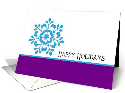 Christmas Greeting Card-Blue Snowflake-Purple Border-Happy... (541205)