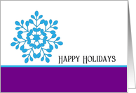 Christmas Greeting Card-Blue Snowflake-Purple Border-Happy Holidays card