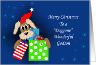 Godson Christmas Card - Dog with Presents card