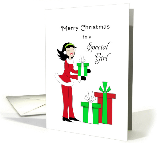 For a Special Girl Christmas Card-Christmas Presents card (541248)