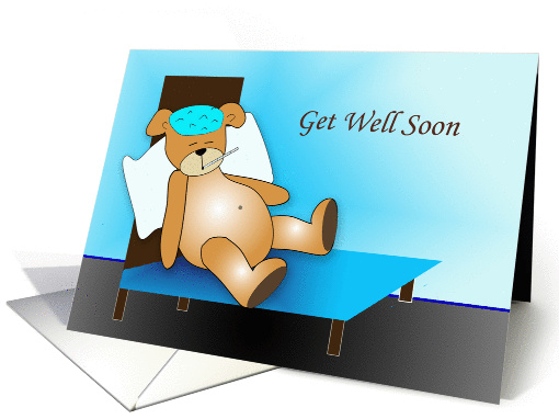 Under the Weather Get Well Card with Teddy Bear... (541386)