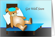 Under the Weather Get Well Card with Teddy Bear Thermometer & Pillow card