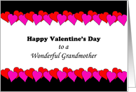 For Grandmother Valentine’s Day Greeting Card-Pink, Red Heart Border card