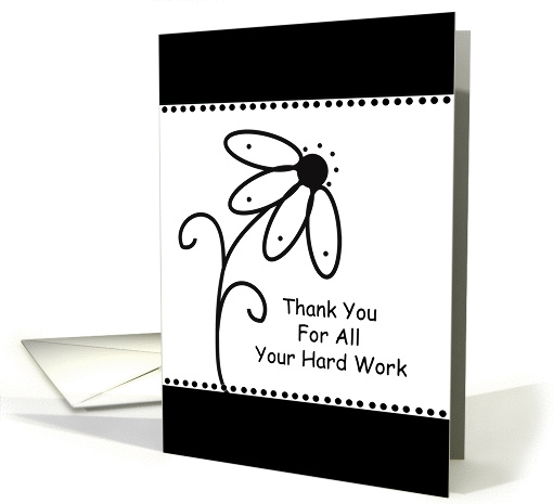 For Employee Business Thank You Greeting Card-Black Flower Design card
