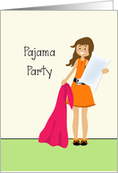 For Girls-Pajama Party Invitation Greeting Card-Slumber Party-Girl card
