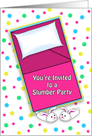 For Girls Pajama Party/Slumber Party Invitation-Sleeping Bag, Slippers card