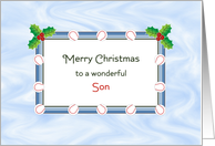 For Son Christmas Card-Baseball Theme-Merry Christmas card