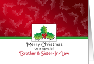 For Brother & Sister-in-Law Christmas Greeting Card-Holly & Berry card