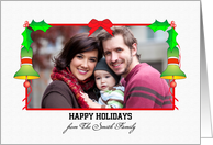 Happy Holidays Christmas Photo Card with Bells card
