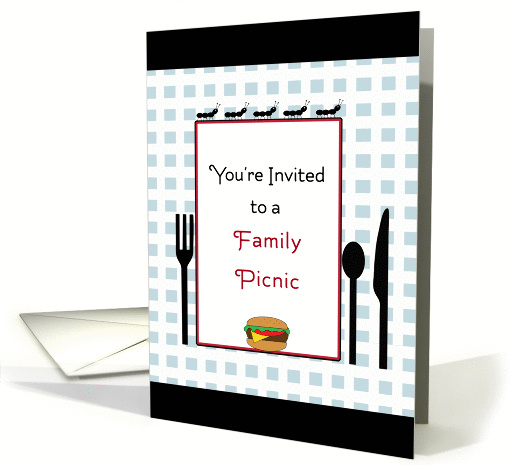 Family Picnic Invitation Card-Ants, Hamburger, Fork, Knife... (549003)