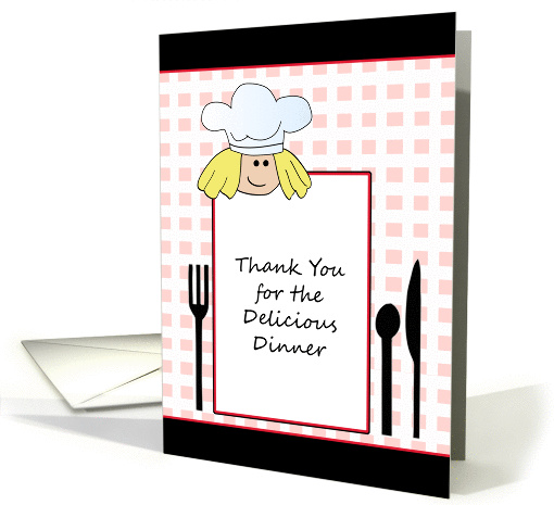 Hospitality Dinner Thank You Greeting Card-Fork-Knive-Spoon-Chef card