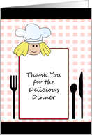 Hospitality Dinner Thank You Greeting Card-Fork-Knive-Spoon-Chef card