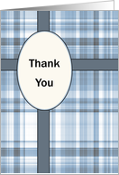 Business Thank You Greeting Card-Blue Plaid card