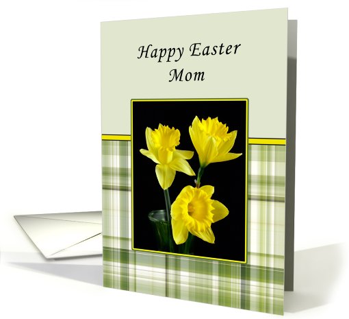 Mom Easter Card-Green Plaid Daffodils card (551048)