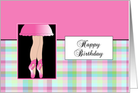 Ballerina Birthday Greeting Card-Ballet Dancer-Plaid card