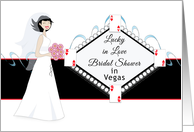 Lucky in Love Bridal Shower in Vegas Invitation-Retro Girl Bride card