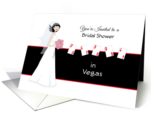 Vegas Bridal Shower Invitation-Retro Girl Bride-Playing card (555514)