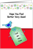 Get Well Feel Better Card with Blue Bird card