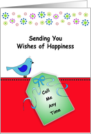 Happiness Card for Sadness or Depression with Blue Bird card