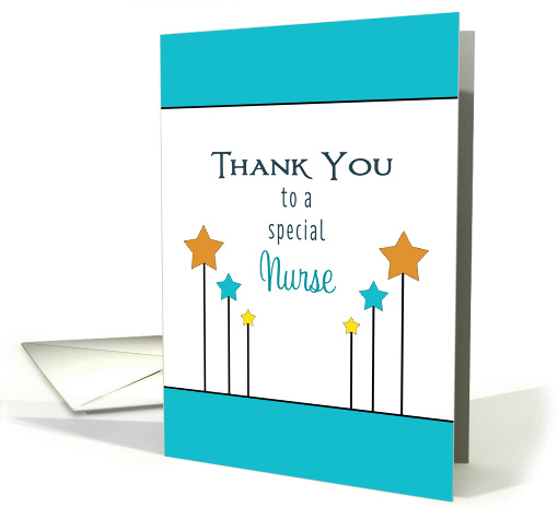 Nurses Day Greeting Card with Orange Turquoise and Yellow Stars card