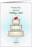 Thank you for the Wedding Cake Greeting Card-Tiered Cake & Red Hearts card