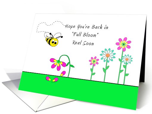 Get Well - Bumble Bee and Flowers card (599006)