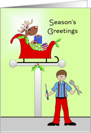 From Auto Mechanic Christmas Greeting Card with Sleigh and Reindeer card