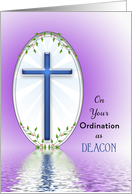 For Deacon Ordination Greeting Card-Blue Cross and Reflection card