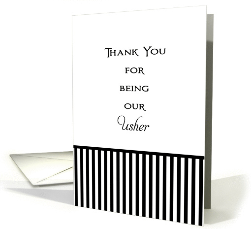 For Usher Thank You Card for Being Our Usher-Black and... (635832)