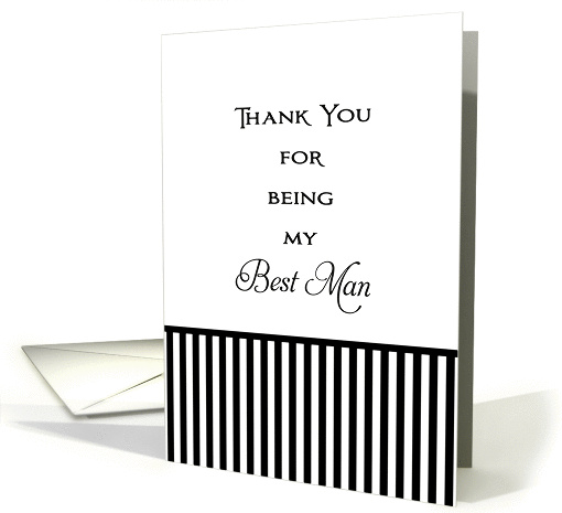 For Best Man Thank You Card, Black & White Stripes card (635846)