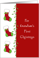 For Grandson’s First Christmas Greeting Card-Christmas Stockings card